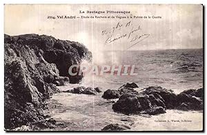 Bild des Verkufers fr Carte Postale Ancienne La Bretagne Pittoresque Val Andre Etude de Rochers et de Vagues a la Polnte de la Guette zum Verkauf von CPAPHIL