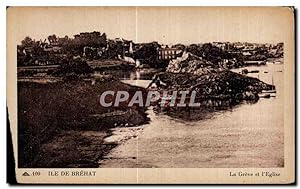 Carte Postale Ancienne île de Brehat La Greve et I Eglise