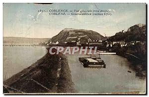 Bild des Verkufers fr Carte Postale Ancienne Coblence vue gnrale (rive droite) Coblenz Gnralanblick (rechtes Ufer) zum Verkauf von CPAPHIL