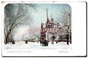 Carte Postale Ancienne Shersrooke Street in Winter Montreal