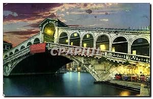 Bild des Verkufers fr Carte Postale Ancienne Venezia Ponte di Rialto Tramanto Pont de Rialto Coucher de Sqleil Rialto Bridge Sunset Rialto Brucke zum Verkauf von CPAPHIL