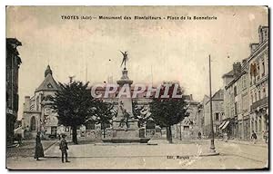Carte Postale Ancienne Troyes Monument des Bienfaiteurs Place de la Bonneterie