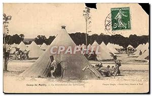 Carte Postale Ancienne Camp de Mailly La Distribution des Cartouches Militaria