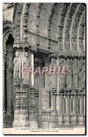 Bild des Verkufers fr Carte Postale Ancienne Cathdrale de Chartres Le Portail Nord Cote gauche de la baie centrale zum Verkauf von CPAPHIL