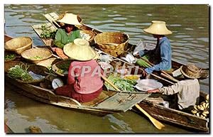 Bild des Verkufers fr Carte Postale Ancienne Floating market only can be seen in thailand tourists like very much Thailande zum Verkauf von CPAPHIL