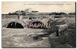 Carte Postale Ancienne Carthage Les Citernes de la Malga et la Primatiale Tunisie