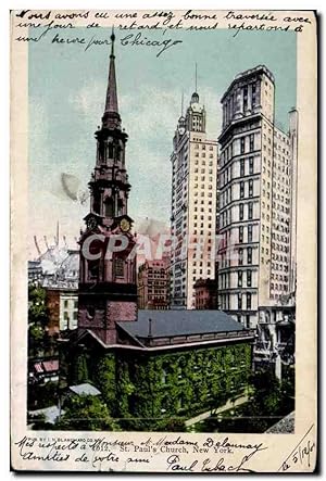 Imagen del vendedor de Carte Postale Ancienne St Paul Church New York a la venta por CPAPHIL