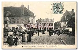 Carte Postale Ancienne Vierzon Rue de la Republique Nouvelles Galeries TOP