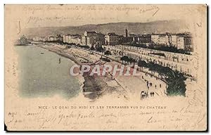 Carte Postale Ancienne Nice Le Quai Du Midi Et Les Terrasses Vus Du Château