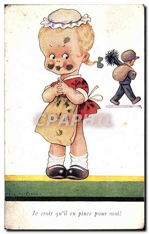 Image du vendeur pour Carte Postale Ancienne Je crois qu il en pince pour moi Humour Enfant mis en vente par CPAPHIL