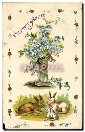 Image du vendeur pour Carte Postale Ancienne Fantaisie Fleurs Flowers Lapins Rabbit mis en vente par CPAPHIL