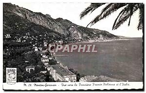 Imagen del vendedor de Carte Postale Ancienne Menton Garavan vue vers la Frontiere franco italienne et l'italie a la venta por CPAPHIL