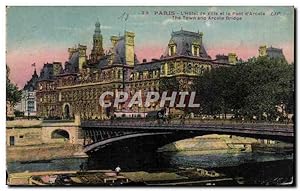 Bild des Verkufers fr Carte Postale Ancienne Paris L Htel de Ville et le Pont d Arcote The Town and Arcole Bridge zum Verkauf von CPAPHIL