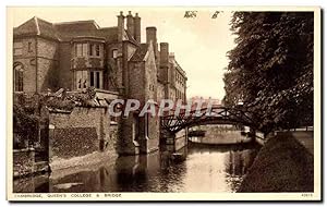 Carte Postale Ancienne Cambridge Queens College Bridge