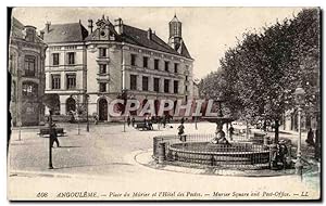 Carte Postale Ancienne Angouleme Place du Murier et L'Hôtel des Postes Muier Square and Post