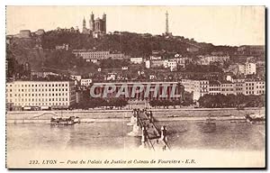 Image du vendeur pour Carte Postale Ancienne Lyon Pont du Palais de Justice et Coteau de Fourviere mis en vente par CPAPHIL