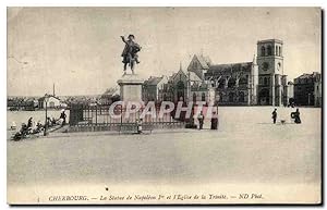 Imagen del vendedor de Carte Postale Ancienne Cherbourg La Statue de Napoleon 1er et l'Eglise de la Trinite a la venta por CPAPHIL