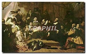 Imagen del vendedor de Carte Postale Ancienne Embarkation of The Pilgrims Capitol rhunda Robert Weir a la venta por CPAPHIL