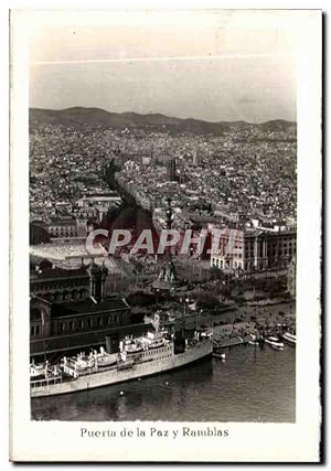 Carte Postale Semi Moderne Barcelona Puerta de la Paz u Ramblas