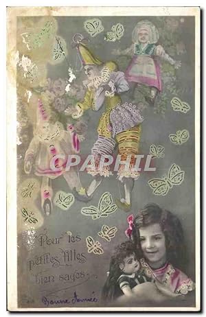 Image du vendeur pour Carte Postale Ancienne Pour Les Petites Filles Bien Sages fantaisie Guignol Marionnettes mis en vente par CPAPHIL