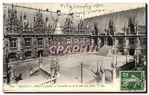 Carte Postale Ancienne Rouen Plais de Justice Ensemble vu de la Rue aux juifs Judaica