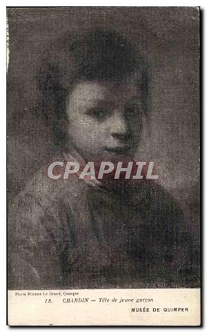 Bild des Verkufers fr Carte Postale Ancienne Chardin Tete de jeune garcon Musee de Quimper zum Verkauf von CPAPHIL