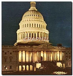 Carte Postale Ancienne The Capitol at Night A night view of the East Front of the Capitol taken d...