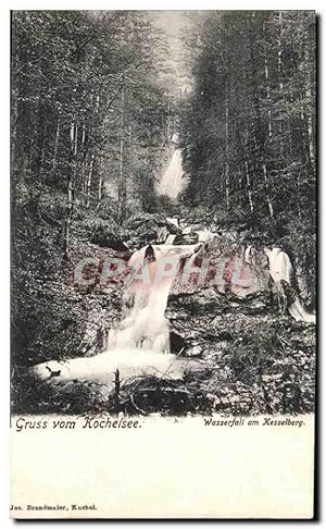 Bild des Verkufers fr Carte Postale Ancienne gruss vom Kochelsee Wasserfall am Kesselberg zum Verkauf von CPAPHIL