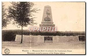 Carte Postale Ancienne Waterloo Monument eleve a la memoire des Comattants Belges