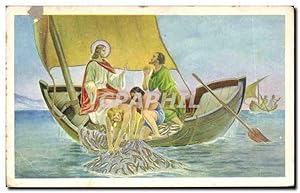 Imagen del vendedor de Carte Postale Ancienne Christ en barque Poissons Pecheurs a la venta por CPAPHIL