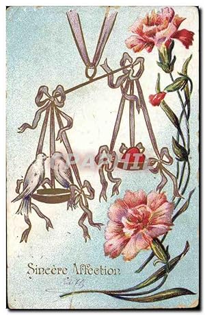 Image du vendeur pour Carte Postale Ancienne fantaisie Fleurs Balance Colombes oiseaux mis en vente par CPAPHIL