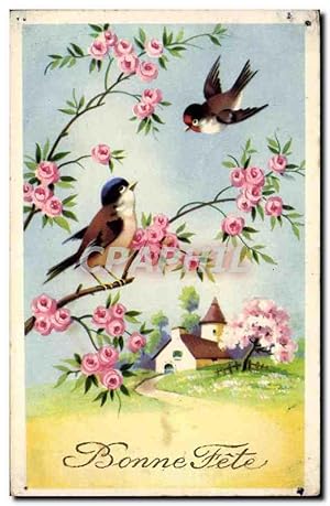 Image du vendeur pour Carte Postale Ancienne Fantaisie Bonne Fte Fleurs Oiseaux mis en vente par CPAPHIL