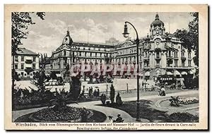 Bild des Verkufers fr Carte Postale Ancienne Wiesbaden Blick vom Blumengarten vor dem Kurhaus auf Nassauer Hof zum Verkauf von CPAPHIL