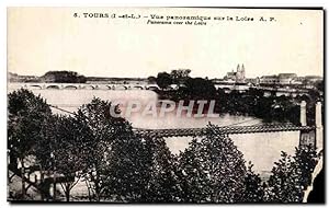 Carte Postale Ancienne Tours vue panoramique sur la Loire Panaroma over the Loire