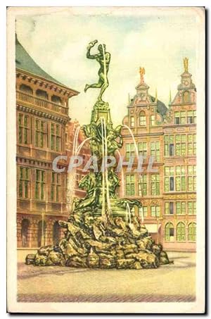 Bild des Verkufers fr Image Collection de Folklore Belge Cote d'or Anvers Statue de Salvius Brabo jetant dans l'Escaut la main du geant Druon zum Verkauf von CPAPHIL