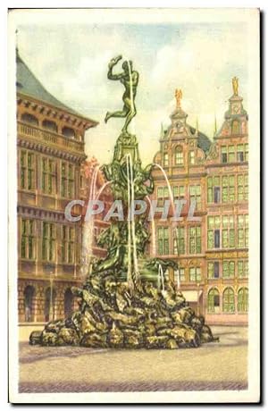 Bild des Verkufers fr Image Folklore belge Cote d'or Anvers Statue de Salvius Brabo jetant dans l'Escaut la main du geant Druon Antigon zum Verkauf von CPAPHIL