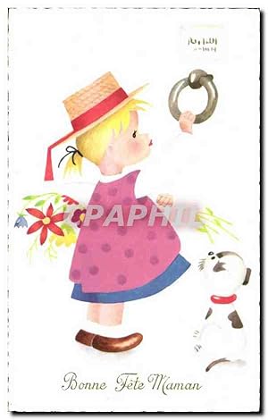 Image du vendeur pour Carte Postale Ancienne Bonne fte maman Enfant Chien mis en vente par CPAPHIL
