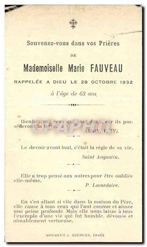 Bild des Verkufers fr Image pieuse Mademoiselle Marie Fauveau zum Verkauf von CPAPHIL