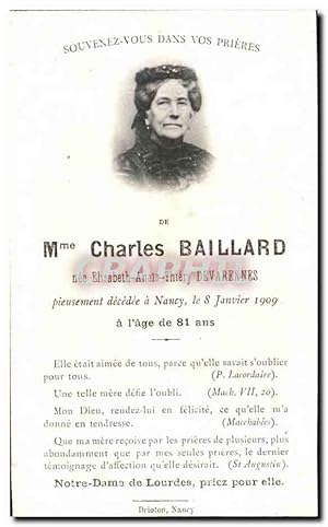 Seller image for Image pieuse Charles Baillard Elisabeth Anais Thiery Devarennes Nancy for sale by CPAPHIL