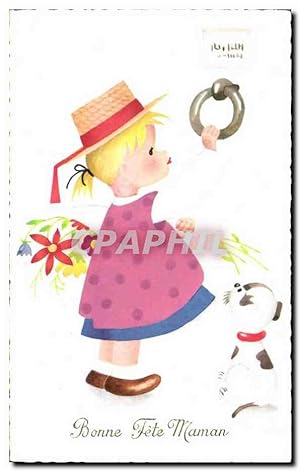 Image du vendeur pour Carte Postale Ancienne Bonne Fte Maman Enfant Chien mis en vente par CPAPHIL
