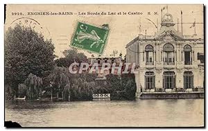 Carte Postale Ancienne Enghien les Bains Les Bords du Lac et le Casino