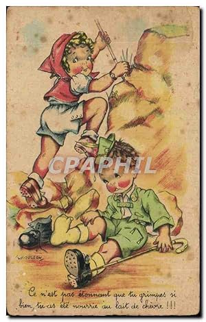 Image du vendeur pour Carte Postale Ancienne Enfants Alpinisme mis en vente par CPAPHIL