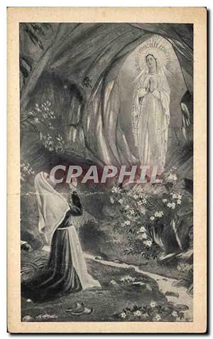 Carte Postale Ancienne Lourdes L'Apparition De Lourdes