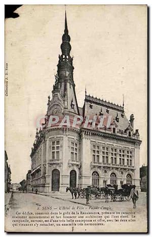 Carte Postale Ancienne Sens Hôtel de Ville Façade d'angle