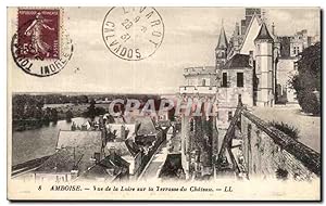 Carte Postale Ancienne Amboise vue de La Loire sur la Terrasse du Château