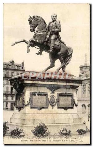 Bild des Verkufers fr Carte Postale Ancienne Rouen Statue de Napoleon 1er erigee en Bronze provenant des canons pris a la Bataille d'Austerlitz zum Verkauf von CPAPHIL