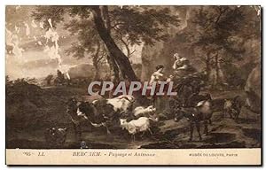 Imagen del vendedor de Carte Postale Ancienne Berchen Paysage et Animaux Musee Du Louvre Paris Chevre Ane Vaches a la venta por CPAPHIL