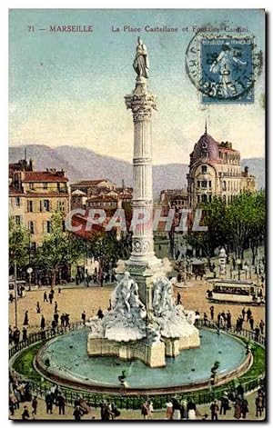 Carte Postale Ancienne Marseille Le Place Castellane Et Fontaine Cantini