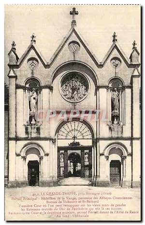 Seller image for Carte Postale Ancienne La Grande Trappe Pres Mortagne Portail Principal Medaillon De La Vierge Patronne Des Abbayes Cisterciennes for sale by CPAPHIL