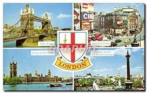 Image du vendeur pour Carte Postale Semi Moderne Tower Bridge Picadilly Circus Houses Of Parliament Trafalgar Square And Neison's Column London mis en vente par CPAPHIL